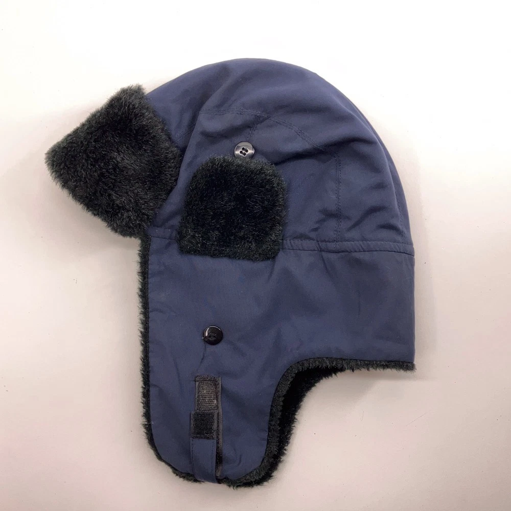 Basic Blue with black fuzzy lining winter trapper cap