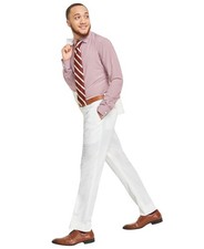 Tayion Mens Classic fit Dress Pants 40 / 30 White Solid