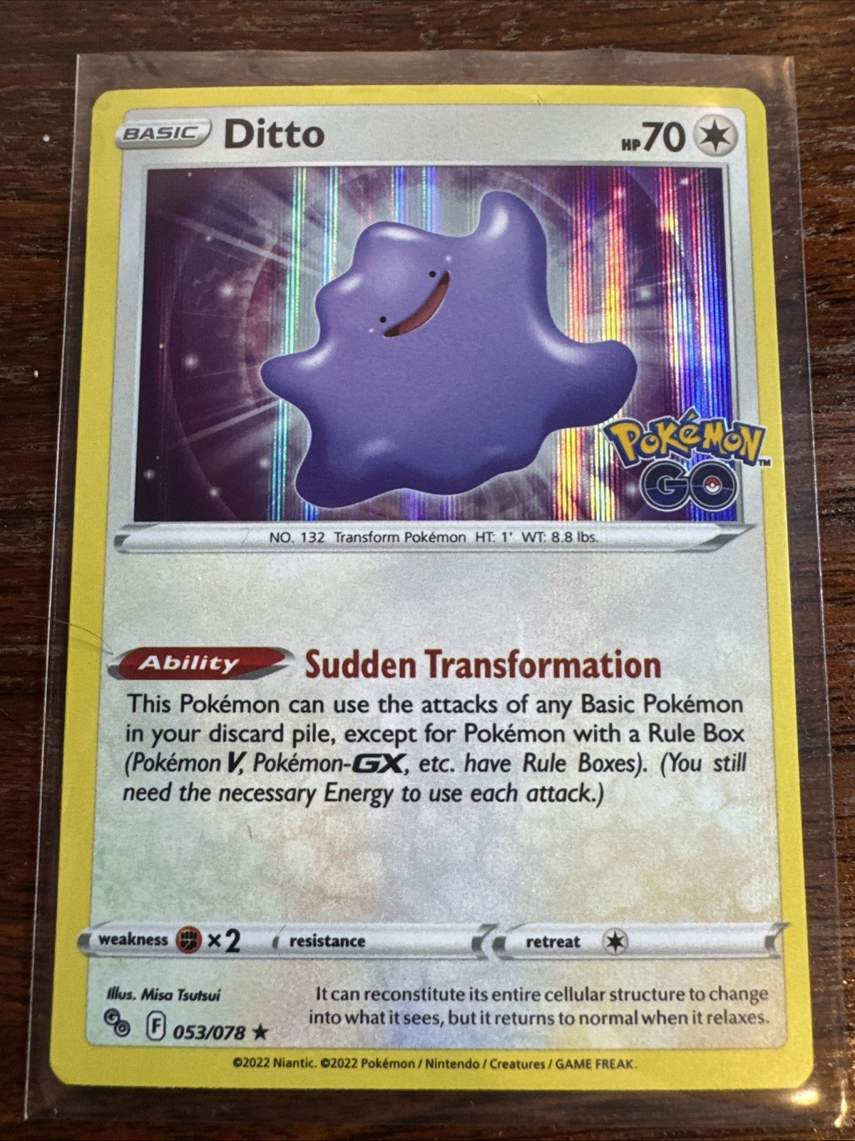 Ditto 053/078 Pokemon GO Holo Rare Near Mint w/ Print Line