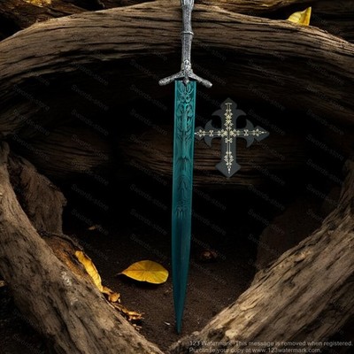Dark Moon Sword Cosplay Costume Elden Ring Viking Blue Gaming Room Decor item