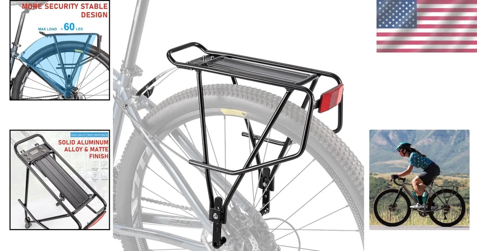 Portabicicletas trasero de aluminio ligero con altura ajustable para bicicletas de turismo Foto 2 de 4