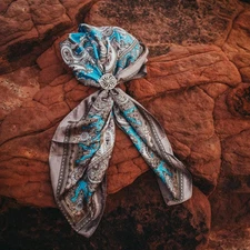 Wild Rag Scarf Cowboy Scarves Buckaroo Bandana Cowgirl Blue Brown Paisley
