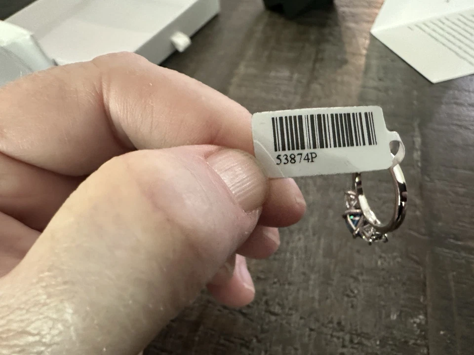 Joancee Cushion Cut 925 Sterling Silver Ring, Size 8, Simulated Sapphire - Image 4 of 4