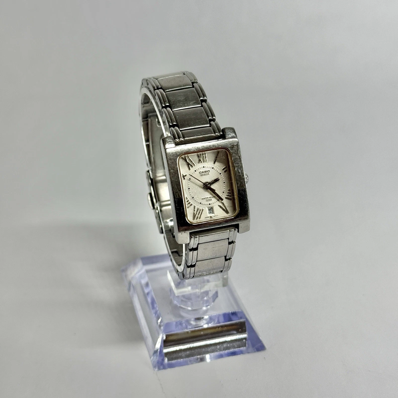 CASIO Beside BEL-100 Quartz Analog Silver Tone Women Vintage Watch W538 *WORKING