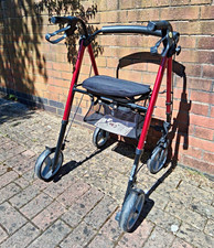 Z-Tec ZT-NUEVO Folding Lightweight 4 Wheel Rollator with Seat & Handbrakes Red