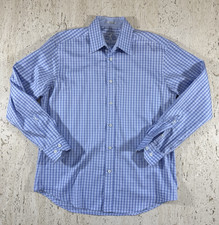 Bugatchi Mens L Blue Geometric Stretch Shaped Fit Button Down Shirt Worn Once