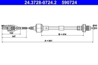 NEU - ATE 24.3728-0724.2 Seilzug, KupplungsbetäTigung FüR Opel