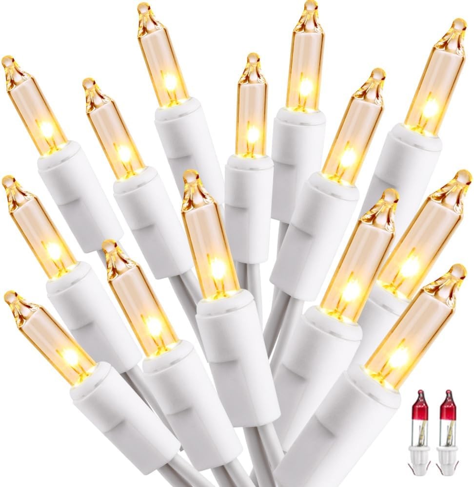 ODEETRONIC Warm Christmas Lights - 21.63ft White Wire-Twinkle warm