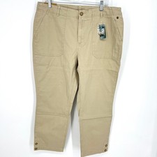L.L. Bean Cotton Spandex Cropped Khaki Tan Pants Size 16 NWT