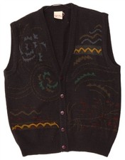 Angelo Litrico Mens Cardigan Sweater IT 48/50 Medium Black Geometric BK27