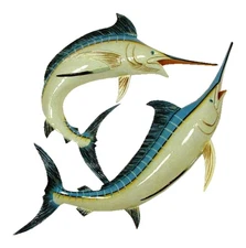 Double Marlin Replica Nautical Sea Fishing Wall Decor