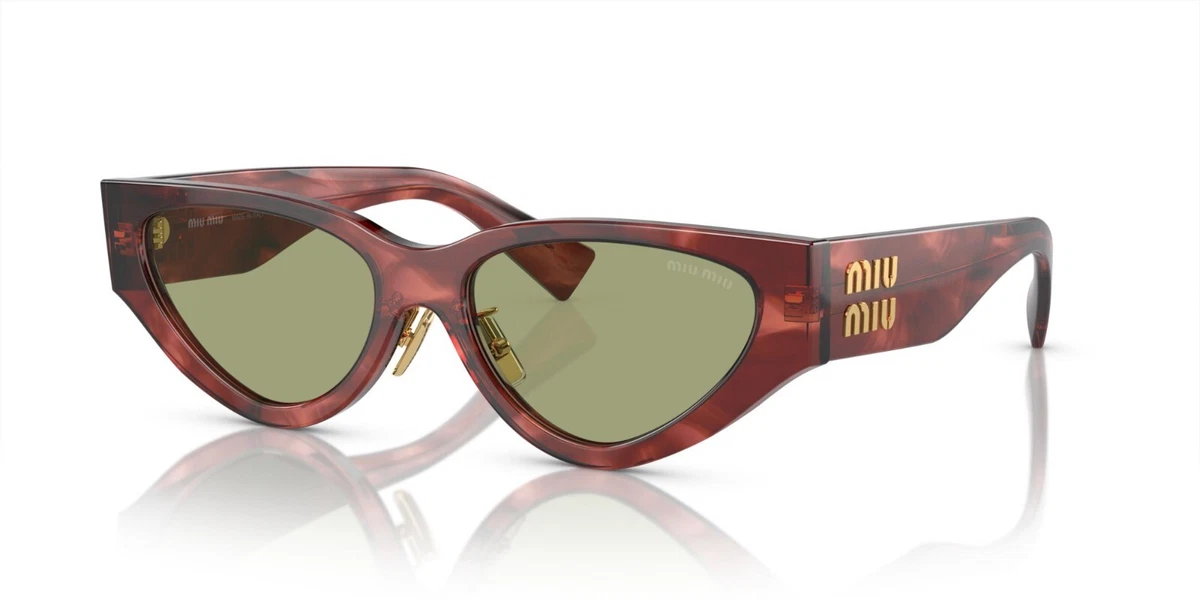 Miu Miu SMU 53R UR3-9T1 Sunglasses Olive Green & Gold w/case Water Green Lenses Miu Miu Logo Sunglasses | Miu Miu main image 2