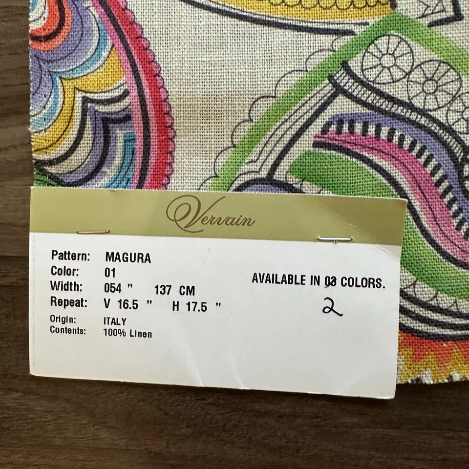 VERVAIN Sample Fabric Magura 100% Linen 26" Great for Pillow - Image 2 of 3