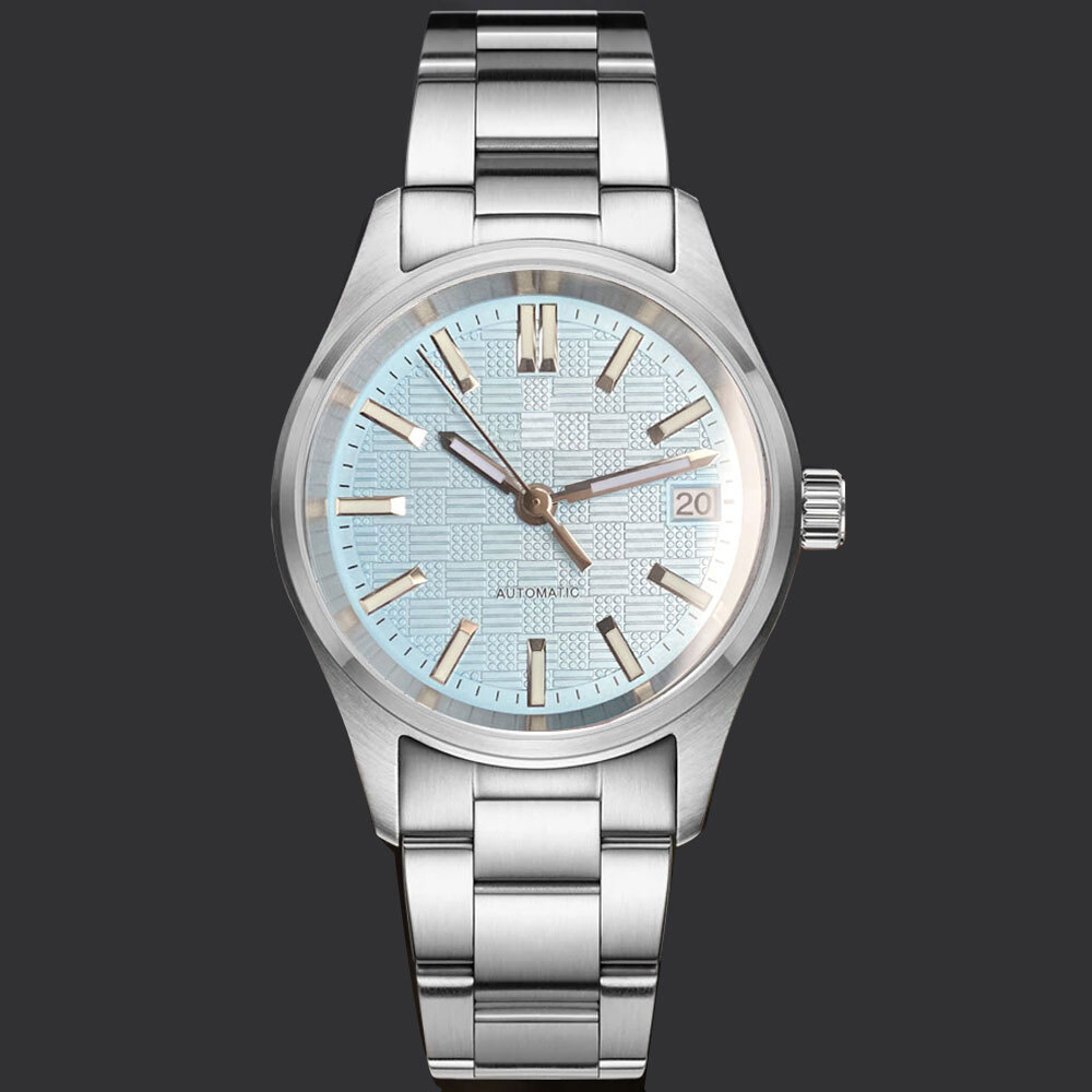 36mm Tandorio NH35A Dive Men Mechanical Watch Luminous Textured Dial Date Window
