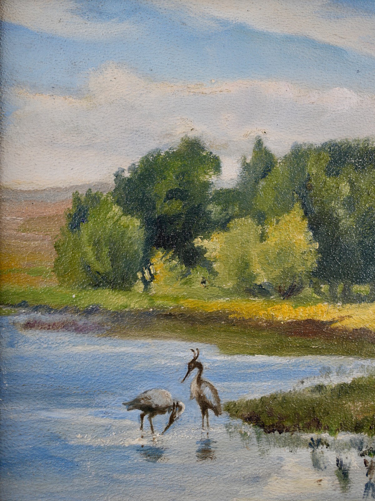 Vintage Original Landscape Oil on Board "Florida Lake Scene" By F. Hartung