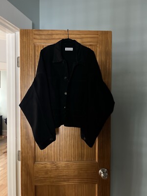 Balenciaga Upside Down Black Denim Jacket And XL Garment Bag Size