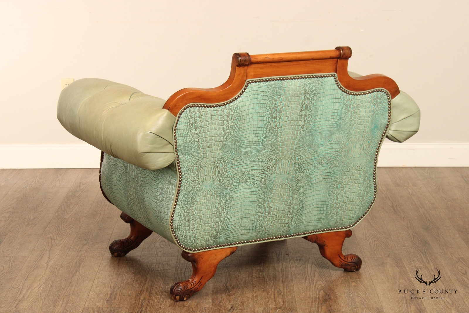 Quality Empire Style Pair of Tufted Leather Lounge Chairs eBay