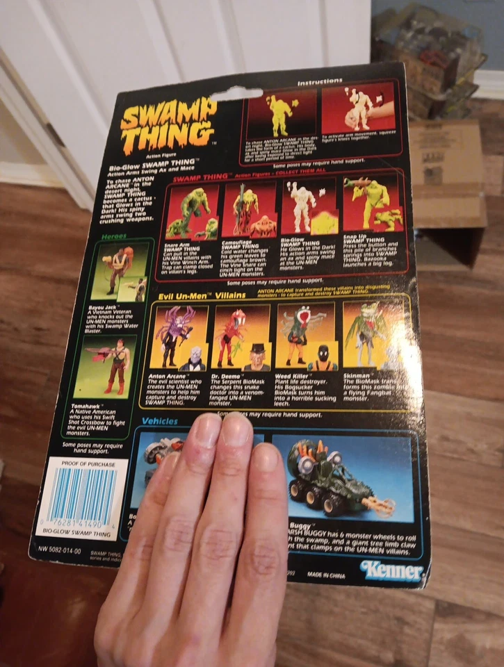 Figura de acción Glow In The Dark Swamp Thing - Nueva con estuche - Kenner 1990 vintage Foto 3 de 3