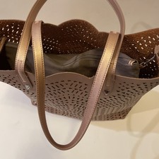 Stella & Dot Vegan Leather Rose Gold Tote  Bag Silver Hardware Marseilles - Deta