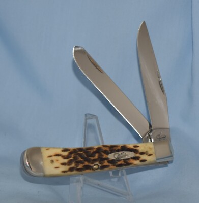 CASE XX BONE LARGE TRAPPER KNIFE 6254 3 DOT 2017 ''NEAR MINT!!