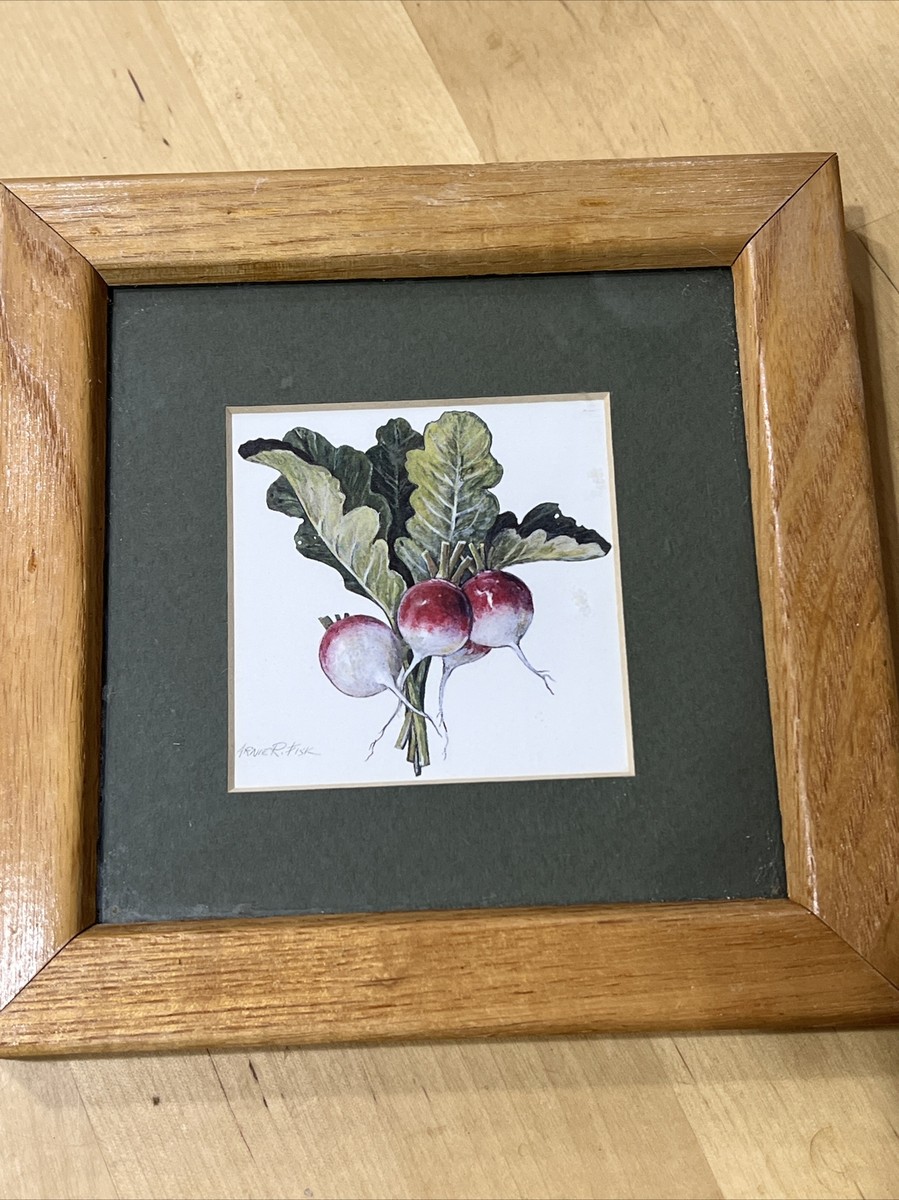 set of 3 Wood framed Arnie Fisk prints, CARROTS,TURNIP,RADISHES 6