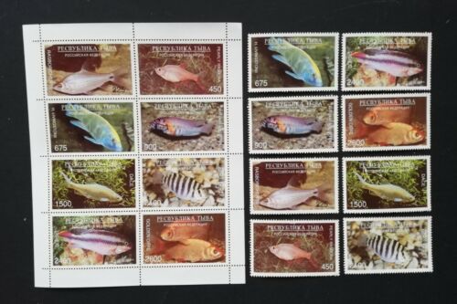 Tuva Republic(RussianL.P.) FISHES-8 Stamps+ 1 M/Sh, MNH, TR 40 - Afbeelding 1 van 3