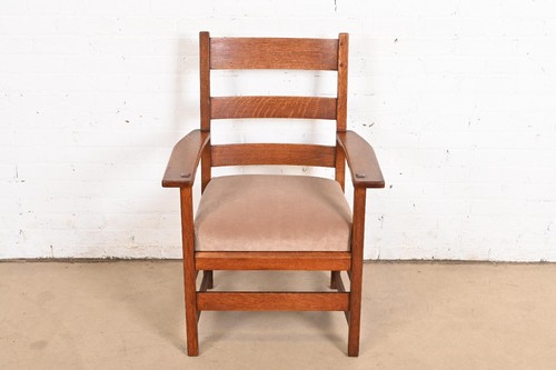 L. & J. G. Stickley Antique Mission Oak Arts & Crafts Armchair, Circa 1900 - Picture 3 of 10