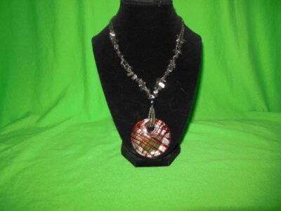 Handcrafted Art Glass Necklace with Disc Pendant