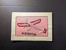 Mint Germany Aviation Postcard St Quentin Stitched Cloth Airplane