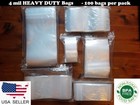 100 Clear Poly Plastic Zip Seal Bags 4-Mil Heavy-Duty Reclosable Top Lock Zipper