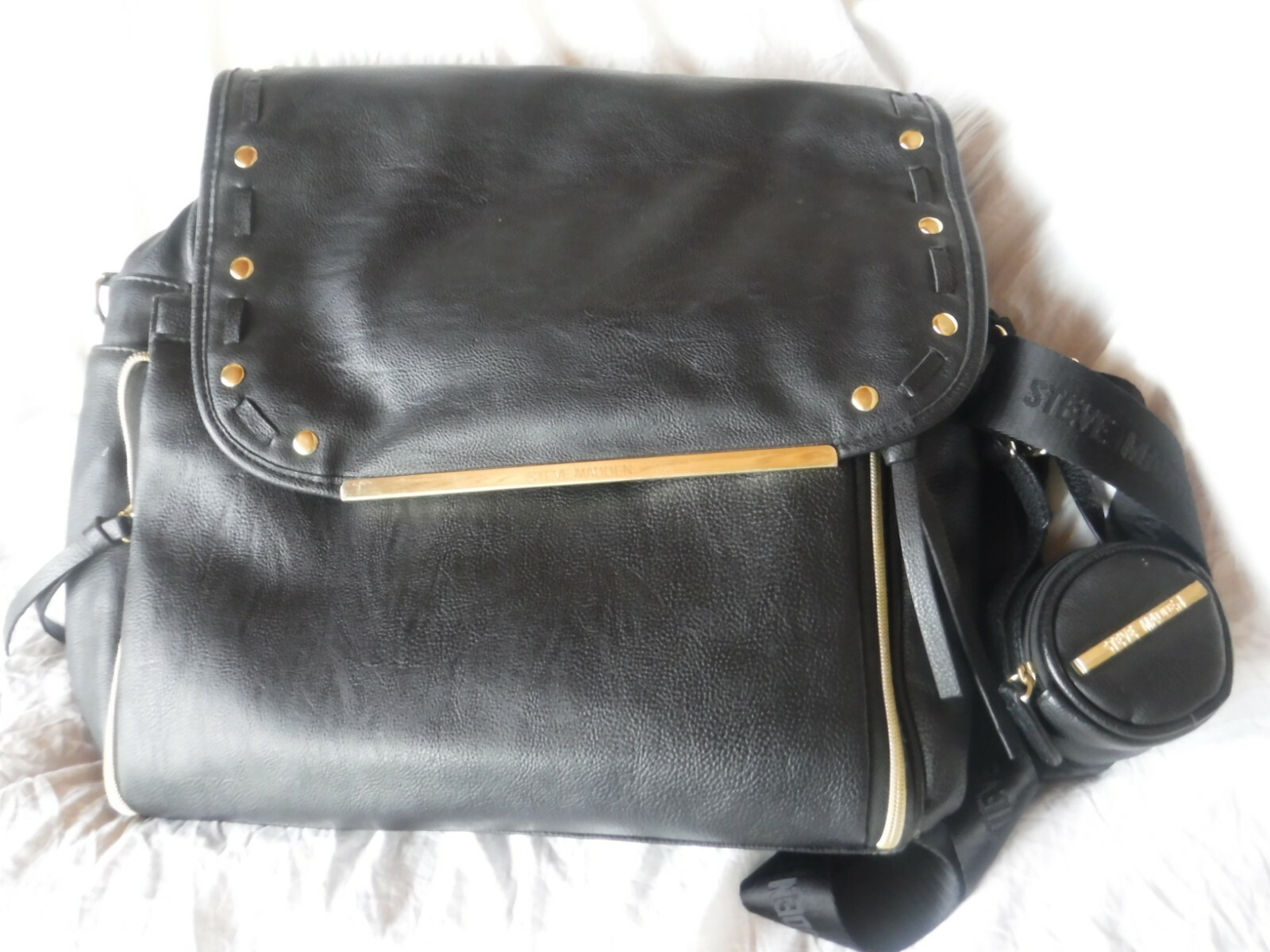 Steeve Madden Black Computer Back Pack Black Faux… - image 11