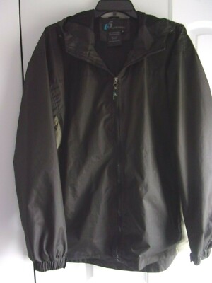 i5 Apparel Men's Black Medium Jacket Zip-up Hood Spring/Fall Excellent Condition