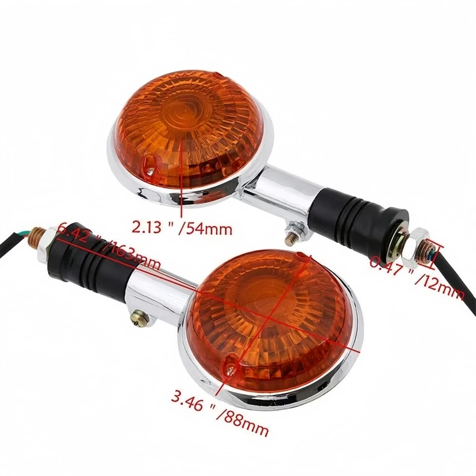 2pcs Turn Signal Indicators Light Blinker For Yamaha Virago 250/535 XV250 Chrome - Image 4 of 4
