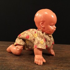 Vintage Toy Japan 1950's Wind Up Celluloid Crawling Baby PRIORITY MAIL
