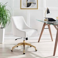 Modway Discern Modern Performance Velvet Swivel Office Chair in White/Gold