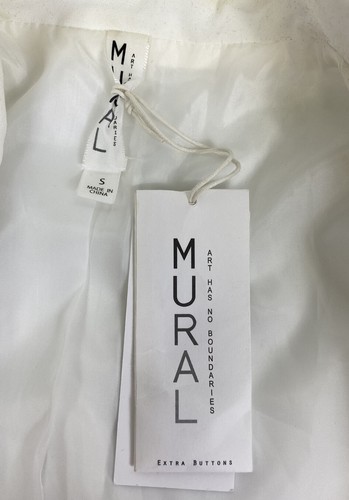 Mural Art Has No Boundaries Long White Suit Jacket Women’s Size S NWT - Picture 2 of 9