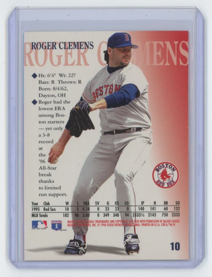 1996 Circa Roger Clemens . Boston Red Sox #10 - Image 2 of 2