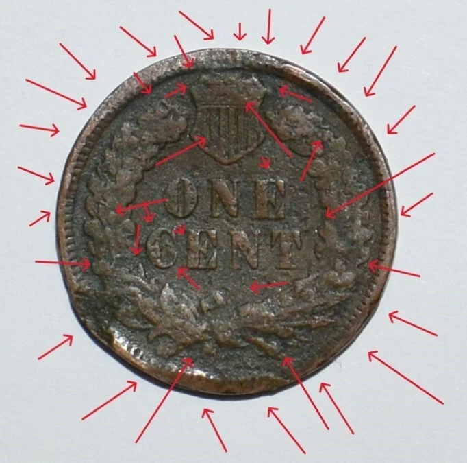 1901 Indian Head Penny Broad Strike, Clip, Missing Bow, Arrows, Mint Error, More - Image 3 of 4