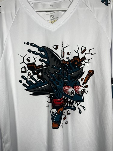 San Jose Sharks Shark Freak Designed By Jimbo Phillips Promo Jersey Men’s Medium - Picture 3 of 16