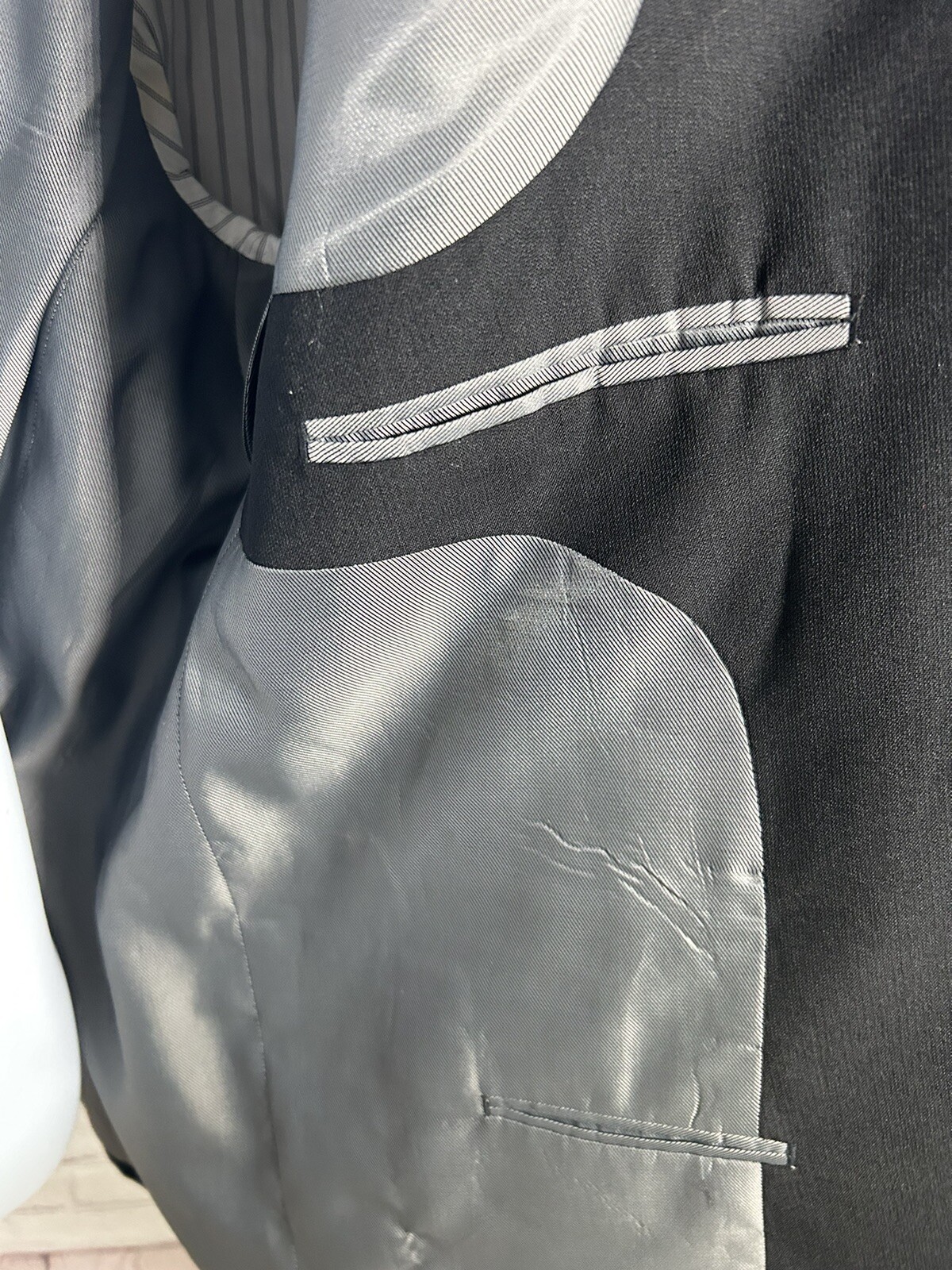 Pronto Uomo Solid Black Wool Blend Two Button Bla… - image 6