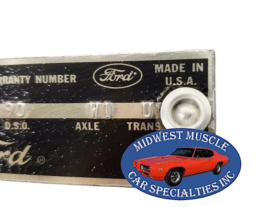 Data Plate Tag Rivets Firewall Cowl Factory Correct Ford With Instructions LE - Image 2 of 4