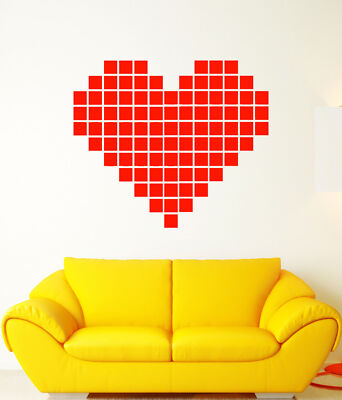 Vinyl Wall Decal Art Heart Cubes Pixel Video Game Animation Stickers (1387ig)