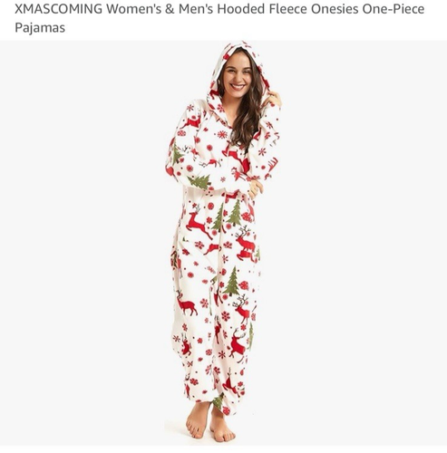 Women and Men's One piece fleece pj hooded NEW
