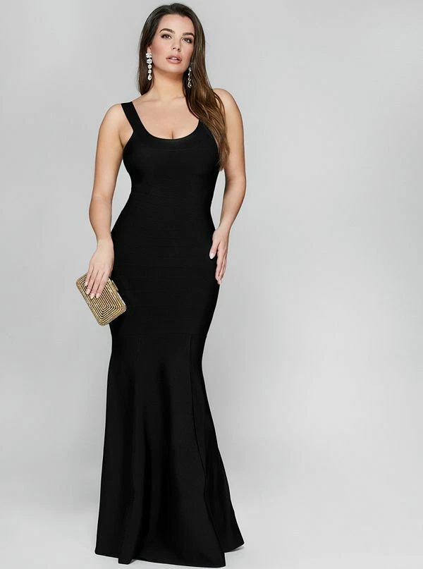 New Guess Marciano Masquerade Bandage evening gown maxi dress black S
