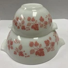 Vintage Pyrex Pink White Gooseberry Cinderella Mixing Nesting Bowl #441 & #443