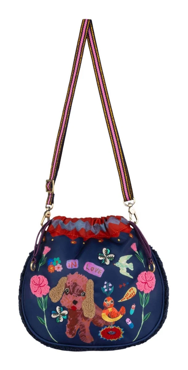 Sac à Main Oilily Heidi 'Eclipse' - Motif Floral Bleu, Bandoulière Ajustable, Neuf Avec étiquettes