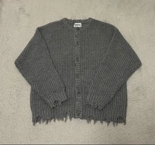 GIDEAL Mohair Wool Crew Neck Cardigan Gray Size 3 Used