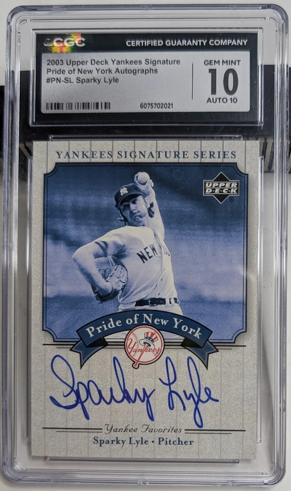 Sparky Lyle 2003 Upper Deck Yankees Signature Serie En Tarjeta Automática CGC Gema Como Nueva 10 Foto 3 de 4