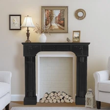 Modern Fireplace Mantel Freestanding Surrounds Mantel for Fireplace, Waterproof