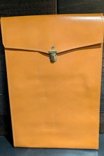 Vintage HH W Leather Travel Valet Holder Mens Necktie Case Brown Folding 16"x11"